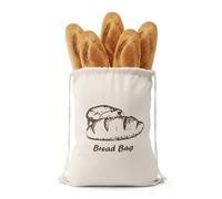 JILLIOPER 1Pcs Large Cotton Bread Bags, For Homemade Bread, Reusable Drawstring Closure, Keeps Bread Fresh, Eco-Friendly Storage For Sourdough, Baked Goods And Nuts