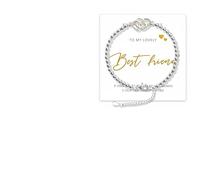 JILLIOPER Best Friend Bracelet, Silver Beads Friendship Bracelets with Love Hearts Jewellery Birthday Gifts for Friend
