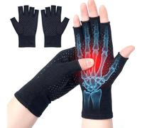 JILLIOPER Compression Gloves, 1 Pair Arthritis Gloves for Men & Women, Providing Warmth and Compression,Anti-Slip Fingerless for Typing Daily Work,