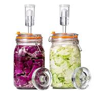 JILLMO Fermentation Kit, 1.5 Liter Fermentation Jar with Airlocks and Fermenting Weights, 2 Pack