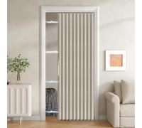 JILRON 100% Blackout Fabric Folding Door Curtain with Magnetic Closure - Accordion Style for Sliding Doors, Closets,Wardrobe and Temporary Door Solutions Doorway Curtains(W42 x L78, Off White 1 Panel)