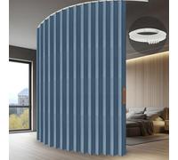 JILRON Accordion Partition Curtain with Ceiling Track - Space-Saving Room Divider, Tool-Free Installation(Blue 180" W x 96" L-Pack of 1)