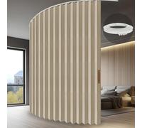 Jilron - Accordion Room Divider with Roof Rail, Retractable Divider Curtain, Easy to Install, 180" W x 84" L, 1 Pack, Beige