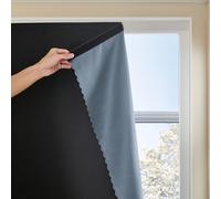 Jilron Paste Style Curtains for Windows,Bedroom Blackout Curtains for - Thermal Lnsulated No Drill Curtains Room Darkening Black Small Drapes, (1 Panels,59Wx72L inch-Black)