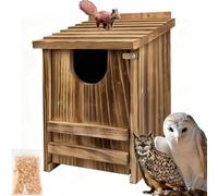 JILVGS Carbonized Pine Owl Nesting Box, Outdoor Owl House 14"x9"x9"