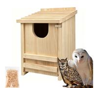JILVGS Pine Wood Owl Nesting Box with Shavings for Screech Owls & American Kestrels, 14" x 9" x 9" Outdoor Owl House, Weatherproof, Durable & Easy to Install, Natural Wood Color