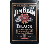 Jim Beam Black Label Sign, 30 x 20 cm, Steel, Wall Mount, Retro, Vintage