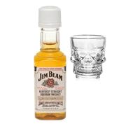 Jim Beam Kentucky Straight Bourbon Whiskey 50ml with Shot Glass | Miniature Alcohol | All Occasion Gift