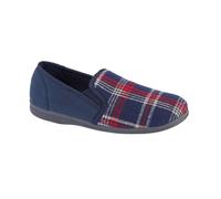 Jim Checked Velour Slippers Sleepers Navy 6