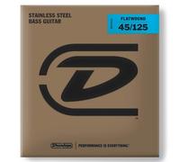 Jim Dunlop Flatwound Stainless Steel 45-125 5-String Bass Strings, Long Scale