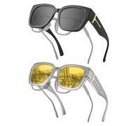 Jim Halo Polarized Over Glasses Sunglasses Womens, Square Night Driving Glasses For Men UV Protection 2 Packs