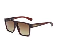 JIM HALO Retro Polarized Sunglasses Men Women Flat Top Square Driving Glasses (Brown Frame / Polarized Brown Lens)