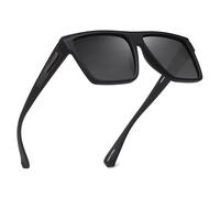 JIM HALO Retro Polarized Sunglasses Men Women Flat Top Square Driving Glasses (Matte Black Frame / Polarized Grey Lens)