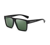JIM HALO Retro Polarized Sunglasses Men Women Flat Top Square Driving Glasses (Matte Black Frame/Polarized Green Lens)