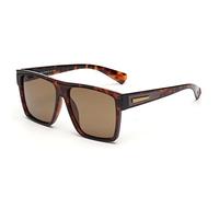 JIM HALO Retro Polarized Sunglasses Men Women Flat Top Square Driving Glasses (Tortoise Frame / Polarized Brown Lens)