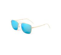 Jim Halo Retro Square Aviator Sunglasses Premium Glass Lens Flat Metal Eyewear Men Women（Gold/Mirror Blue Lens）