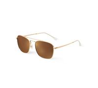 Jim Halo Retro Square Aviator Sunglasses Premium Polarized Lens Flat Metal Eyewear Men Women (Gold/Polarized brown)