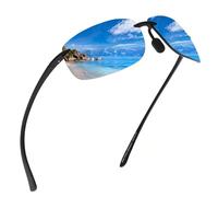 Jim Halo Sport Sunglasses for Men Women TR90 Rimless Frame for Running Fishing Cycling Driving Mirror Blue