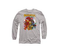 Jim Henson Fraggle Rock Group Hug Long Sleeve T-Shirt, Athletic Heather in Grey | Size: Large Jim Henson Grey L