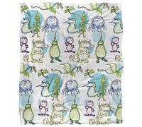 Jim Henson Signature Collection Silky Monster Doodles Supersoft Blanket White/green (One Size)