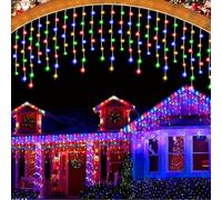 JIMACRO 10M/32.8FT Icicle Christmas Lights, 56pcs Icicle Fairy Lights, 336 LED Outside Christmas Lights for Wall Eaves Wedding Party Decor