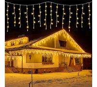 JIMACRO 10M/32.8FT Icicle Christmas Lights, 56pcs Icicle Fairy Lights, 336 LED Outside Christmas Lights for Wall Eaves Wedding Party Decor