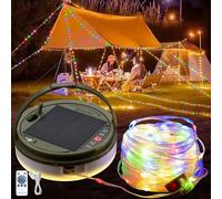 JIMACRO 12M/39.37ft Camping String Lights Reel, 120 LEDs Rechargeable Fairy Lights Camping, Stowable String Lights for Camping Home, Yard, Patio, Party, Wedding (Colorful)