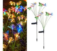 JIMACRO 2 Packs Butterfly Solar Swaying Lights, Butterfly Solar Lights Outdoor Garden, 2 Modes Waterproof Woodland Outdoor Solar Butterfly Lights, Solar Power Garden Swaying Lights for Yard Pathway