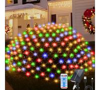 JIMACRO 3 x 2M Solar Mesh Net Garden Light, 8 Modes Solar Mesh Fairy String Light with Timer & Remote, 198 LEDs Solare Net Christmas Garden Lights for Bushes Gazebo Fence Yard