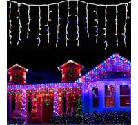 JIMACRO 8M/26.2FT Icicle Christmas Lights, 48pcs Icicle Fairy Lights, 288 LED Outside Christmas Lights for Wall Eaves Wedding Party Decor