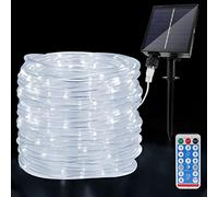 JIMACRO Outdoor Solar LED Rope Lights, IP65 Waterproof Rope Lights 20m/65.6ft 200LEDs Solar Decoration Lights with 8 Lighting Modes, Rope Fairy Light for Garden Tree Party Christmas Decoration