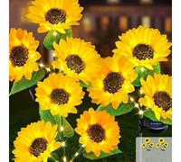 JIMACRO Pack of 2 Solar Sunflower Lights, Solar Garden Lights, 6 Sunflower Solar Lights with Luminous Stems, Waterproof Flower Lights for Garden, Christmas Decoration