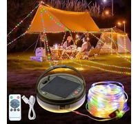 JIMACRO Solar Camping String Lights, 12M/39.37ft 120 LED Stowable String Lights Waterproof Camping Fairy Lights Solar for Camping Home, Yard, Patio, Party, Wedding (Colorful)