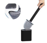 JIMACRO Toilet Brush, Bendable TPR Silicone Toilet Brush Head Deep Clean Toilete Dead Space, Loo Brush with No-Slip Long Splittable Plastic Handle, Flooring/Wall Mounted Bowl Buddy Toilet Brushes