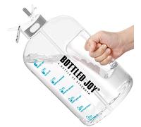 JIMACRO Water Bottle, 1 Gallon Water Bottle with Straw and Handle BPA-Free, Daily Water Intake Bottle with Time Markings Tracker to Remind the Drinking Time, Ideal for Gym Office Hydration
