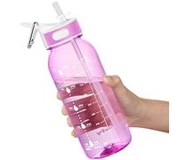 JIMACRO Water Bottle, 1 Litre Water Bottle with Straw and Handle BPA-Free, Daily Water Intake Bottle with Time Markings Tracker to Remind the Drinking Time, Ideal for Gym Office Hydration