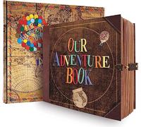JIMBON Photo Collection Scrapbook Supplies Notebook Diary Photo Book Hardcover DIY Anniversary Wedding Travel Writing Baby Gift with Bag Retro Brown (Ball)