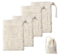 JIMCOM 5 Pack Sisal Soap Bag with Drawstring Natural Soap Saver Pouch for Shower Bath Exfoliation or Massage