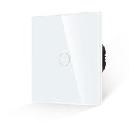 JIMEIDA Touch Light Switch 1 Gang 1 Way Tempered White Glass Panel Wall Switch and Screwless Glass Plate with LED Backlight,No Neutral Wire Required,500W,AC 240V