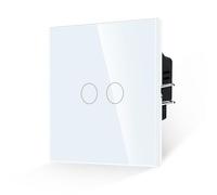 JIMEIDA Touch Light Switch Glass Panel with White and Status LED Double 1 Way Button Switch Light Switch AC 240 V, 300 W