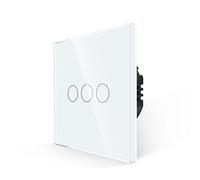 JIMEIDA Touch Light Switch, No Neutral Wire Required, Triple White Touch Switch with LED Backlight, 3 Gang 1 Way Wall Switch and Screwless Glass Plate, 500W, AC 240V