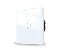 JIMEIDA Touch Light Switch White No Neutral Wire Required 1 Gang 1 Way Wall Switch Screwless Glass Plate with LED Backlight 500W AC 240V
