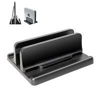 JIMEJV Vertical Laptop Stand [New Version: Two More Rubber Pads & Hex Key Storable Design] ABS Plastic Adjustable Dock up to 15 inch PC Desk Space Saver for MacBook/Surface/iPad/Mini PC (Black)