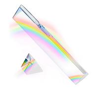 Jimenez 2Pcs Clear Triangular Prism,6&1In Lengths Optical Prisms for Teaching Light Spectrum Physics and Photo Photography Prism