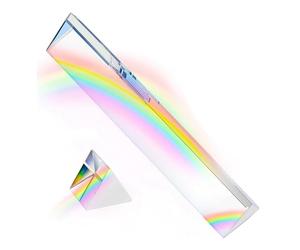 Jimenez 2Pcs Clear Triangular Prism,6&1In Lengths Optical Prisms for Teaching Light Spectrum Physics and Photo Photography Prism