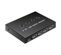 Jimenez 4-Port USB Switcher, 4-Pack USB 3.0 Cables, Black, Solid-State Switch, Push Button, Manual Operation