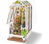Jimhaby Book Nook Kit with LED Lights, Gardenhouse Book Nook Kits for Adults, DIY Miniature House Kit, 3D Wooden Puzzle Booknook for Desk Bookshelf Decor Crafts for Adults, Teens (Garden House)