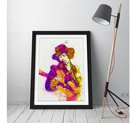 Jimi Hendrix 6 Purple Framed Wall Art Picture Print - A1 - Black Frame