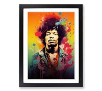 Jimi Hendrix Colour Field Framed Wall Art Print, Ready to Hang Picture for Living Room Bedroom Home Office, Black A2 (48 x 66 cm)