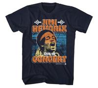 Jimi Hendrix Live in Concert Men's T Shirt Rock Band Tour Merch Dark Blue